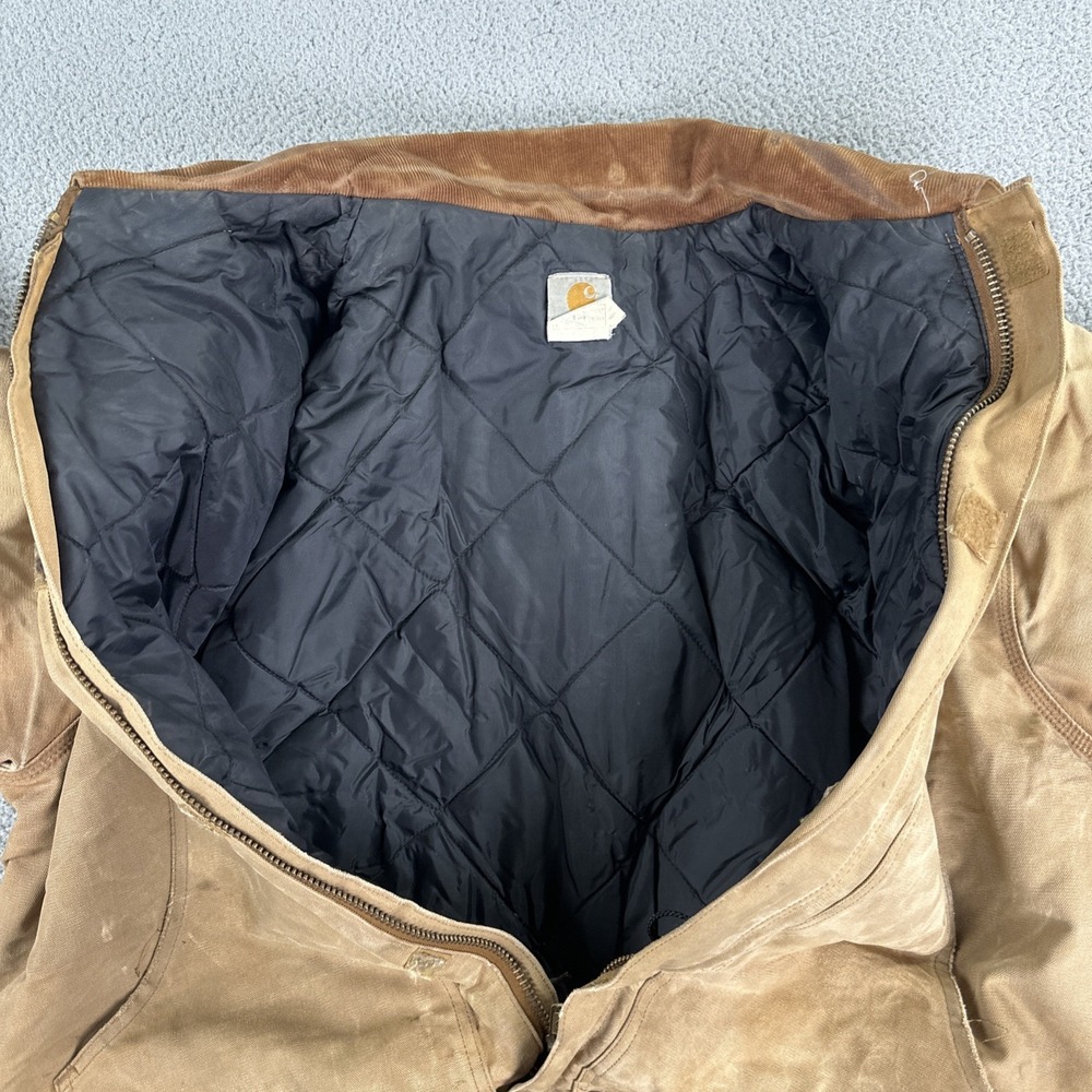 VTG Carhartt C03 BRN Chore Jacket Men 54 Distressed Brown Duck Arctic USA Made - Picture 6 of 15